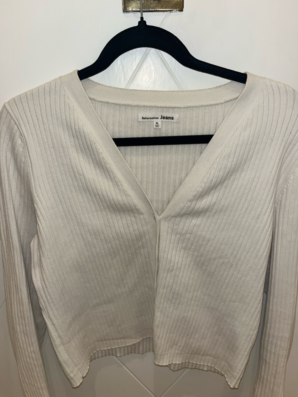 Reformation cream ribbed cardigan